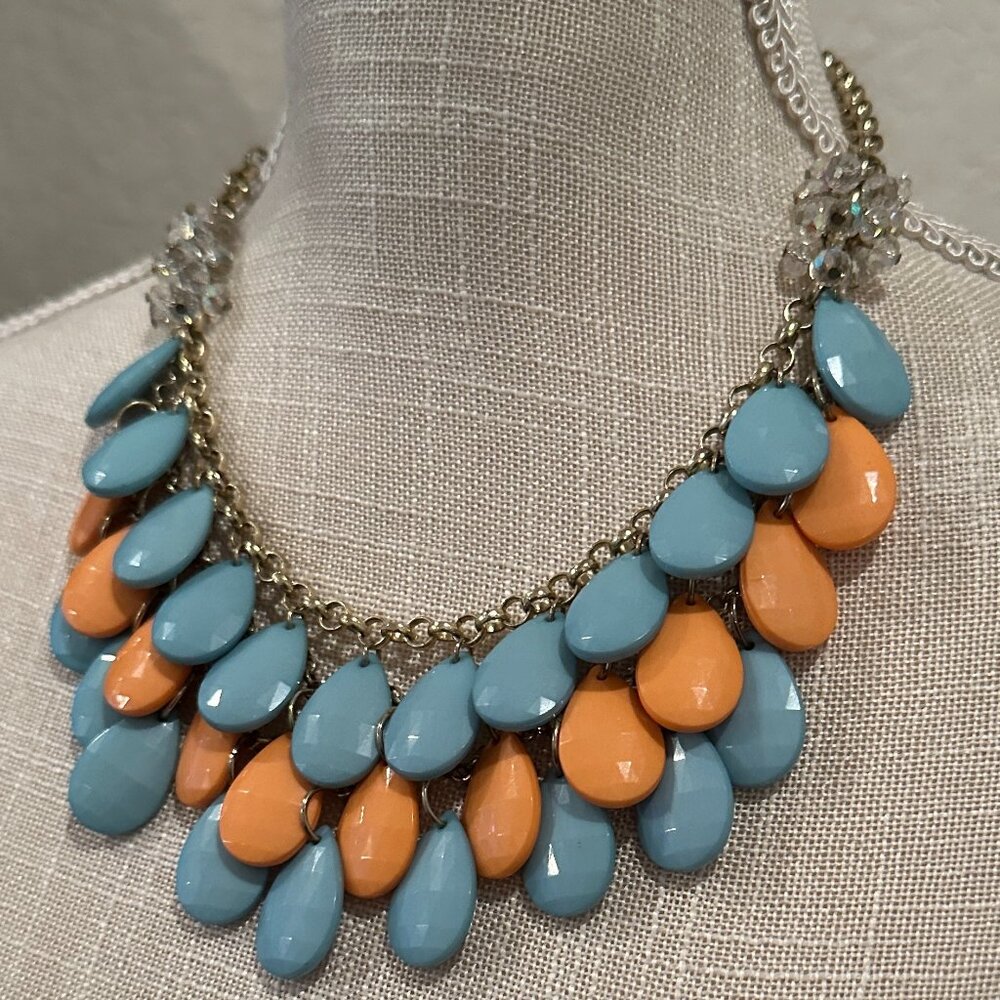 Vintage Blue and Orange Cha Cha Necklace